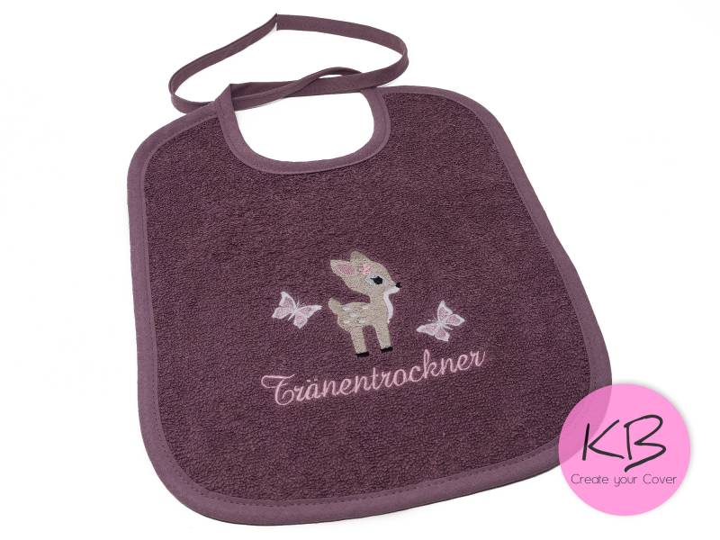 Lätzchen Zum Binden Mit Namen Und Motiv Rehkitz, Geschenk Zur Geburt, Babylätzchen Personalisiert, Taufgeschenk von CreateyourCover