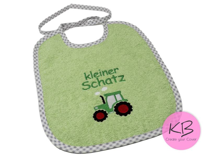 Lätzchen Zum Binden Mit Namen Und Motiv Traktor Bestickt, Kleines Geschenk Zur Geburt, Taufe, Babylatz Personalisiert, Babylätzchen von CreateyourCover