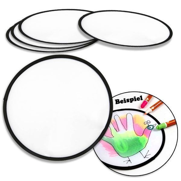 Frisbees zum Gestalten aus Nylon, 5&nbsp;Wurfscheiben zum selber Bemalen von Creativ Company