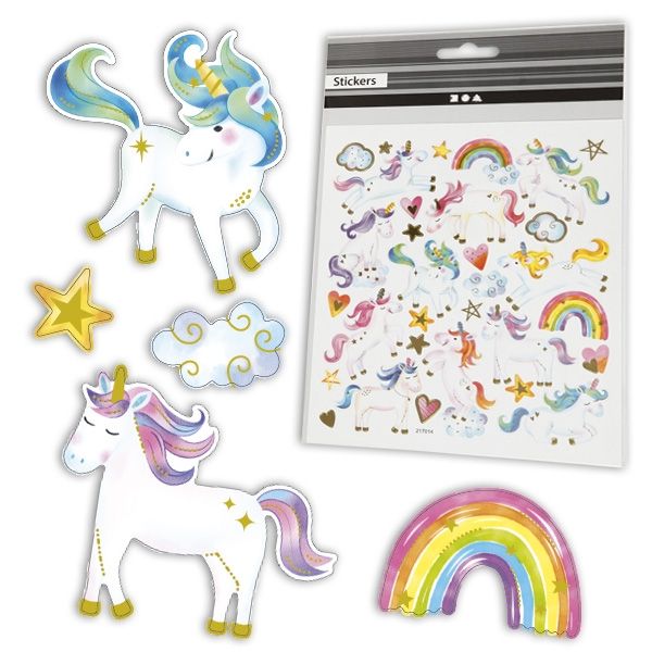 Sticker mit Einhorn-Motiven, mit goldenen Glanz, auf Karte, 32 Sticker von Creativ Company