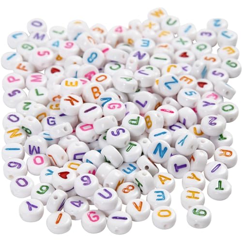 Buchstaben-Perlen, Größe 7 mm, Lochgröße 1,2 mm, weiß, 200 g, ca. 1500 Stück von Creativ