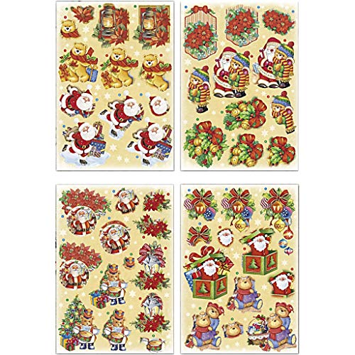 Creativ 100263 3D Decoupage Motive, Bogen 21x30 cm, Weihnachtsmann und Teddybären, 4 Blatt von Creativ