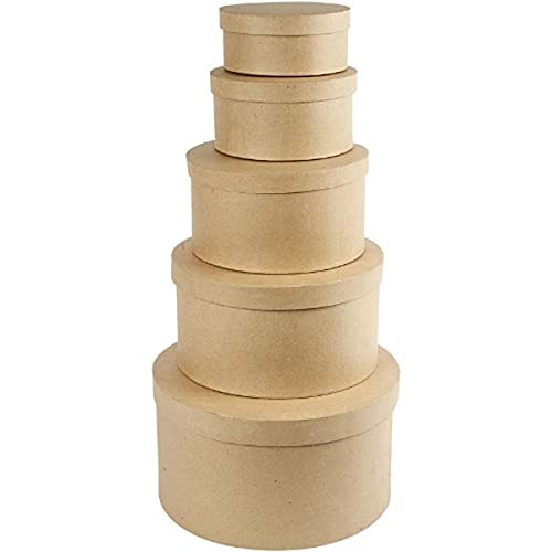 Creativ 26466 Hutschachtel aus Pappmaschee, rund, 35,5 cm, Beige, 5 Stück Creativ 26466 Hutschachtel aus Pappmaschee, rund, 35,5 cm, Beige, 5 Stück von Creativ