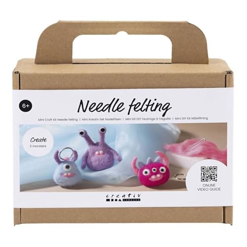 Creativ DIY Felting Kit – Carded Wool Monster – 3 Stück von Creativ