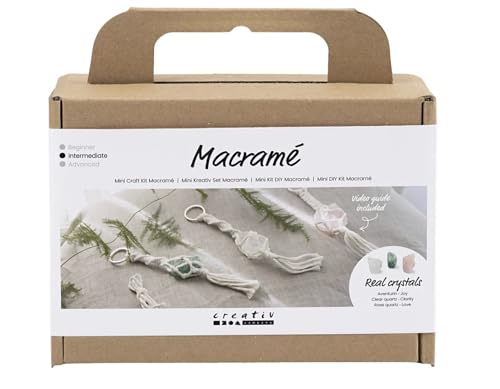 Creativ Mini Bastelset Makramee, altrosa, matt transparent, hell natur, staubgrün, 1 Packung von Creativ