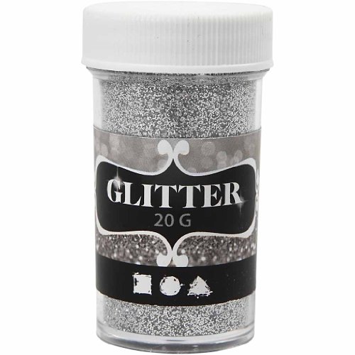 Glitzer, D: 35mm, H: 60mm, silber, 20g von Creativ