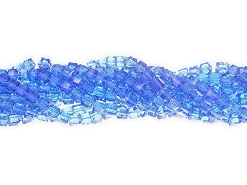 Creative-Beads Glasperle, Schliffperle, Würfel 7mm, 34St., sapphire, zum selber machen von Ohrringe, Armbänder, Kette, basteln, gestalten, dekorieren von Creative-Beads