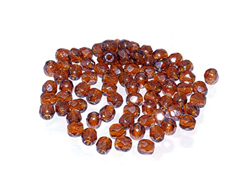 Creative-Beads Glasperle, Schliffperle feuerpoliert, rund, 4mm 50 Stück braun von Creative-Beads