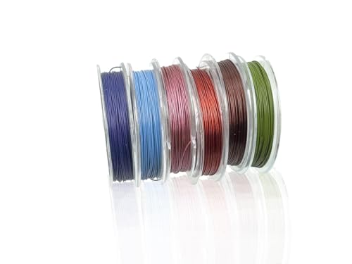 Creative-Beads Juwelierdraht, Schmuckdraht, Fädeldraht aus Edelstahl, Stahlseil, 0,4mm, nylon ummantelt, 6 Rollen a 5m farbig gemischt Creative-Beads Juwelierdraht, Schmuckdraht, Fädeldraht aus Edelstahl, Stahlseil, 0,4mm, nylon ummantelt, 6 Rollen a 5m farbig gemischt von Creative-Beads