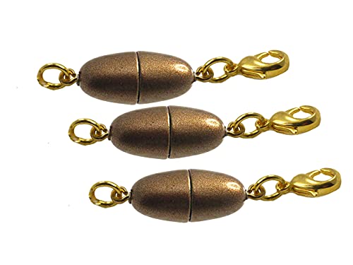 Creative-Beads Magnetverschluss für Ketten, Olive 17x8mm 3 Stück mit Karabiner und Öse, bronce von Creative-Beads