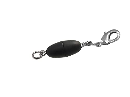 Creative-Beads Magnetverschluss zum einfachen nachträglichen Einbau in Halsketten Olive 14x6,5mm mit Edelstahl Karabiner und Öse, schwarz matt von Creative-Beads