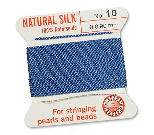 Creative-Beads Perlenfaden, Schnur, Perlseide zum auffädeln 2m lang mit flexiblem Drahtende als Fädelnadel Stärke 0,90mm hellblau von Creative-Beads