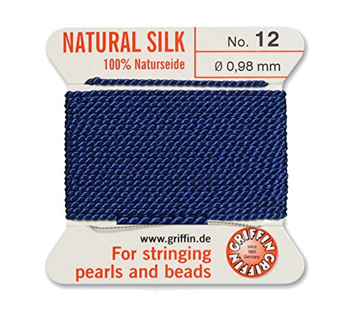 Creative-Beads Perlenfaden, Schnur, Perlseide zum auffädeln 2m lang mit flexiblem Drahtende als Fädelnadel Stärke 0,95mm blau von Creative-Beads