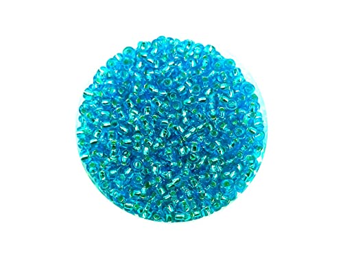 Creative-Beads Rocailles, Glasperlen, 2,6mm (9-0) mehr als 3000 Perlen Silbereinzug 50gr Beutel aqua, von Creative-Beads