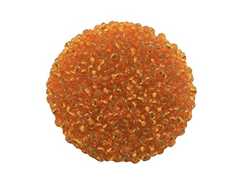 Creative-Beads Rocailles, Glasperlen, 2,6mm (9-0) mehr als 3000 Perlen Silbereinzug 50gr Beutel orange, von Creative-Beads