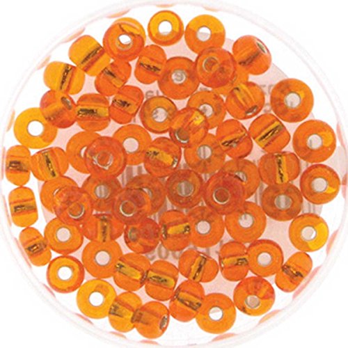 Creative-Beads Rocailles, böhmische Glasperlen, 6-0 4mm 14g Döschen, silbereinzug orange um Schmuck, Deko, Armband selber zu machen oder von Creative-Beads