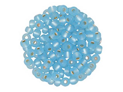 Creative-Beads farbige böhmische Rocailles, Glasperlen, 4,5mm (5-0), 50gr Beutel Silbereinzug, matt hellblau, von Creative-Beads