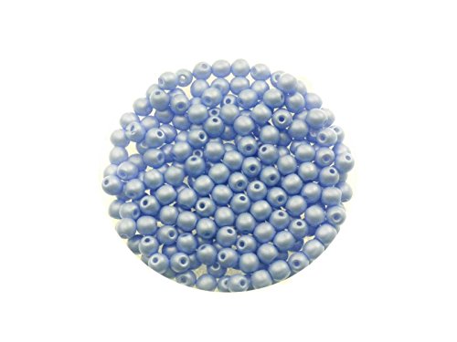 Glasperle, rund, 3mm, ca.200St, wachsfarben, pastell himmelblau, Schmuck selbstmachen, basteln dekorieren von Creative-Beads