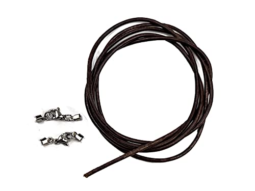 Lederkette Lederband Ledercollier f. Damen Herren Lederschnur braun Rindsleder 3mm in Deutschland hergestellt ca. 1 00m lang mit Edelstahl Lederbandverschluss zum selbst montieren von Creative-Beads