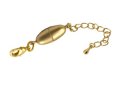 Magnetverschluss für Ketten u. Armbänder mit Karabiner und Verlängerungskette Olive 14x6,5mm 3 Stück gold matt zum nachträglichen Einfügen in Halsketten und Schmuck Magnetverschluss für Ketten u. Armbänder mit Karabiner und Verlängerungskette Olive 14x6,5mm 3 Stück gold matt zum nachträglichen Einfügen in Halsketten und Schmuck von Creative-Beads