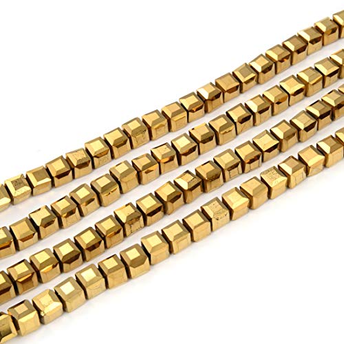 CCC833 Glasperlen, facettiert, würfelförmig, lose Perlen, Abstandhalter, Großpackung, 8 mm, Gold Aurum, 190–196 Stück, 2 Stränge CCC833 Glasperlen, facettiert, würfelförmig, lose Perlen, Abstandhalter, Großpackung, 8 mm, Gold Aurum, 190–196 Stück, 2 Stränge von Creative Club