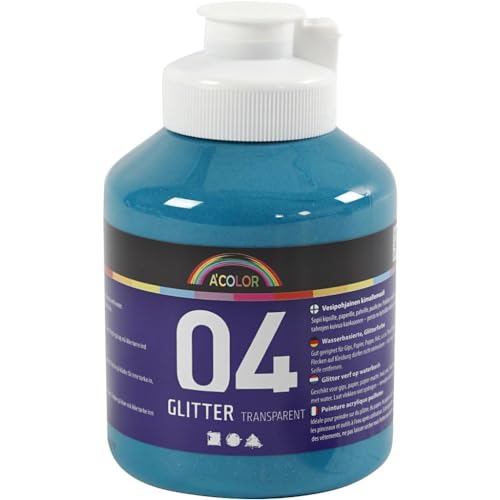 A-Color Acrylfarbe, Türkis, Türkis mit Glitzer-Effekt, 500ml von Creative Company