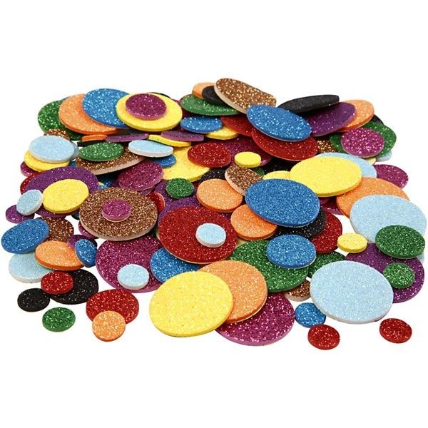 Moosgummi Glitzer-Kreise, 150 Stk, selbstklebend, 12mm bis 32mm von Creative Company