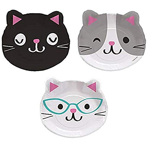 Creative Convertting - Passgenaue Teller 23 cm Katzen-Purrfect Party, mehrfarbig, 8C328704 von Creative Converting