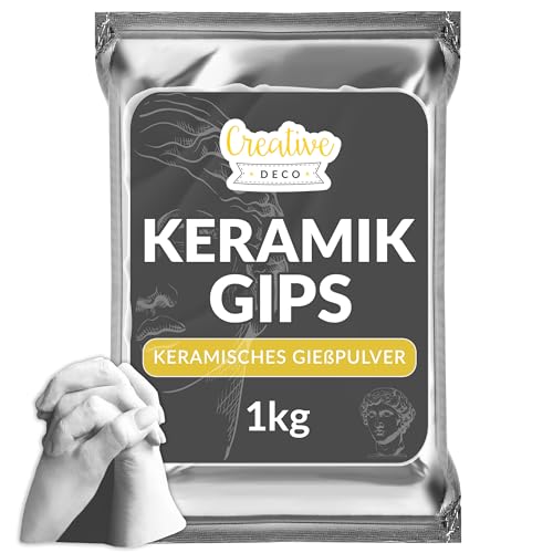 Creative Deco Gießpulver weiß | 1 kg | Keramik Gießmasse | Gips zum Gießen | Reliefgießpulver Modelliergips | Zum Modellieren | Geruchlos von Creative Deco