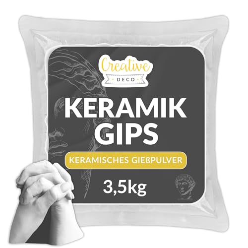 Creative Deco Gießpulver weiß | 3,5 kg | Keramik Gießmasse | Gips zum Gießen | Reliefgießpulver Modelliergips | Zum Modellieren | Geruchlos von Creative Deco