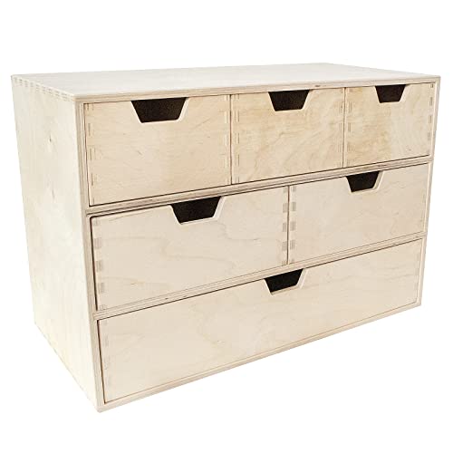 Creative Deco Kleine Kommode aus Holz | 6 Schubladen | 42 x 20 x 28,5 cm | Schreibtisch-Organizer | Schreibtisch-Organizer | Büro-Organizer | kleiner Möbel-Organizer | Büro-Organizer | Zubehör von Creative Deco