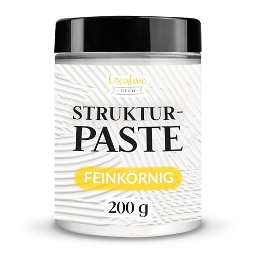 Creative Deco Strukturpaste Feinkörnig 200 g | Weiße Spachtelmasse für Acrylmalerei | Modellierpaste für Kunstprojekte, Acrylfarbe, DIY, 3D-Effekte, Texturen | Einfach mit Palettenmesser aufzutragen von Creative Deco