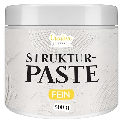 Creative Deco Strukturpaste Feinkörnig 500 g | Weiße Spachtelmasse für Acrylmalerei | Feinpaste für Kunstprojekte, Acrylfarbe, DIY, 3D-Effekte, Texturen | Einfach mit Palettenmesser aufzutragen von Creative Deco