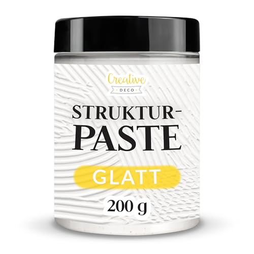 Creative Deco Strukturpaste Glatt 200 g | Weiße Spachtelmasse für Acrylmalerei | Modellierpaste für Kunstprojekte, Acrylfarbe, DIY, 3D-Effekte, Texturen | Einfach mit Palettenmesser aufzutragen von Creative Deco