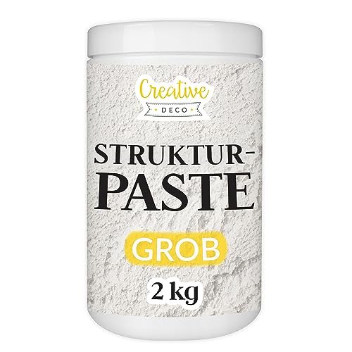 Creative Deco Strukturpaste Grobkörnig 2 kg | Weiße Spachtelmasse für Acrylmalerei | Modellierpaste für Kunstprojekte, Acrylfarbe, DIY, 3D-Effekte, Texturen | Einfach mit Palettenmesser aufzutragen von Creative Deco