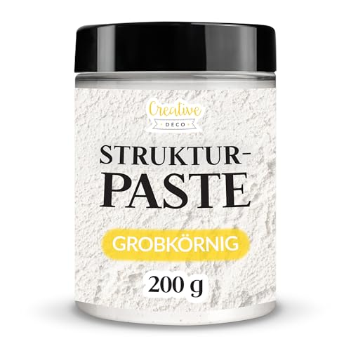 Creative Deco Strukturpaste Grobkörnig 200 g | Weiße Spachtelmasse für Acrylmalerei | Modellierpaste für Kunstprojekte, Acrylfarbe, DIY, 3D-Effekte, Texturen | Einfach mit Palettenmesser aufzutragen von Creative Deco