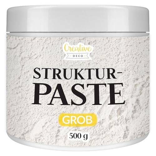 Creative Deco Strukturpaste Grobkörnig 500 g | Weiße Spachtelmasse für Acrylmalerei | Modellierpaste für Kunstprojekte, Acrylfarbe, DIY, 3D-Effekte, Texturen | Einfach mit Palettenmesser aufzutragen von Creative Deco