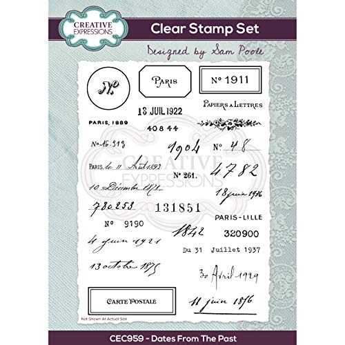 Creative Expressions Klare Stempel Clear Stamp Set Dates From The Past - transparenter Photopolymer-Stempel, haftet an Acrylblöcken, dekoratives Zubehör für Karten, Journal, DIY-Basteln/Kunst von Creative Expressions