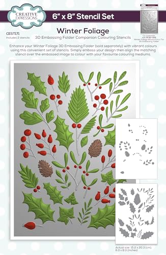 Creative Expressions Malschablone "Winter Foliage Companion", 15,2 x 20,3 cm, cremefarben, 15,2 x 20,3 cm, 2 Stück von Creative Expressions