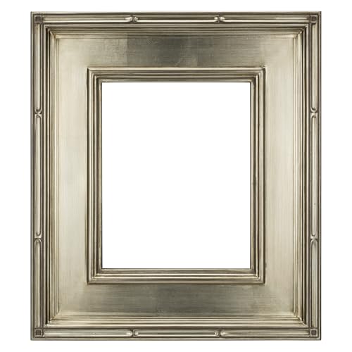 MUSEUM Plein Air Bilderrahmen Antik black w/Gold Trim Finish Holz Kunst Rahmen für Leinwand Artwork – Sortiment, Silver Leaf, 12x24 von Creative Mark