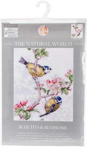 Creative World of Crafts "Blue Tits und Blüten Kreuzstich-Set, Mehrfarbig von Creative World of Crafts