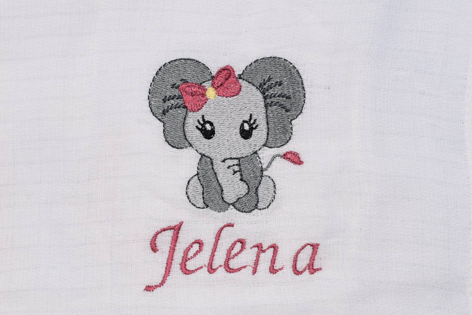 Spucktuch/Mullwindel Mit Namen Elefant Grau Altrosa Schleife Personalisiert & Bestickt von CreativeCreatorDE