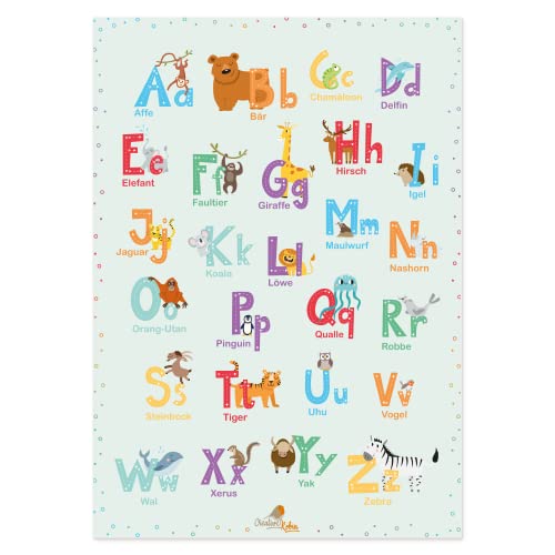 CreativeRobin ABC Poster fürs Kinderzimmer & Kita | Tiermotive im Alphabet Poster | DIN A3 von CreativeRobin