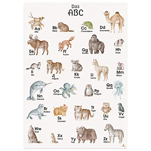CreativeRobin ABC Poster mit Tier Alphabet | Fürs Kinderzimmer, Kindergarten & Grundschule | DIN A3 von CreativeRobin