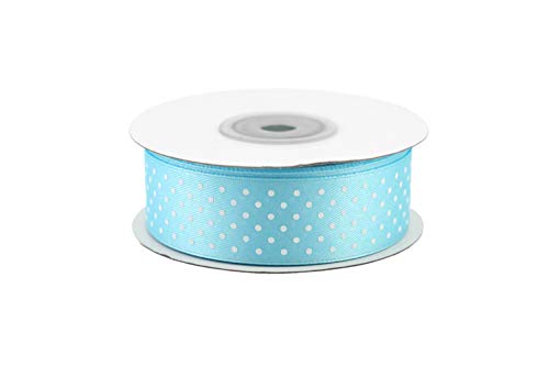 Creativery 25m Rolle Satinband 25mm Punkten Schleifenband Deko Band Hochzeit Geschenk Punkte Farbe hellblau von Creativery