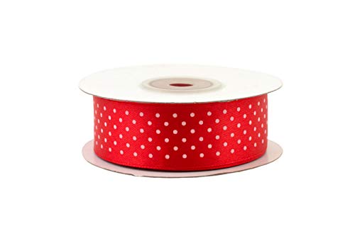 Creativery 25m Rolle Satinband 25mm Punkten Schleifenband Deko Band Hochzeit Geschenk Punkte Farbe rot von Creativery