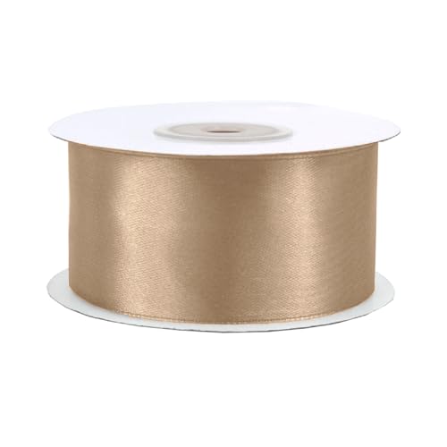 Satinband 38mm x 25m Rolle - FARBAUSWAHL in 3/6/12/18/25/38/50/75/100mm - farbecht & waschbar - Schleifenband für Hochzeit - Geschenkband zum Verpacken Dekorieren Basteln - Hellbraun 846 von Creativery