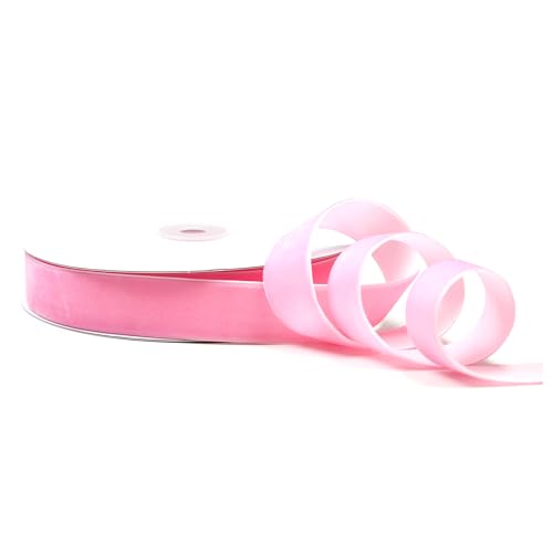 Samtband 22mm x 10m Rolle - FARBAUSWAHL in 3/6/10/16/22/25/50mm - farbecht & waschbar - Schleifenband zum Nähen - Geschenkband zum Verpacken Dekorieren Basteln - Rosa 148 von Creativery