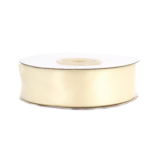 Doppelseitiges Satinband 25mm x 20m Rolle - FARBAUSWAHL in 6/10/25/38mm - farbecht & waschbar - Schleifenband für Hochzeit - Geschenkband zum Verpacken Dekorieren Basteln - Ivory/Elfenbein 810 von Creativery