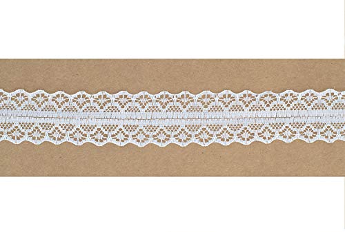 Spitzenband 28cm x 10m 100% Nylon unelastisch - Spitzenborte mit beidseitiger Bogenkante - Vintage Spitze - Schleifenband für Hochzeit - Dekoband zum Nähen & Basteln - Spitzenbordüre in Weiß von Creativery